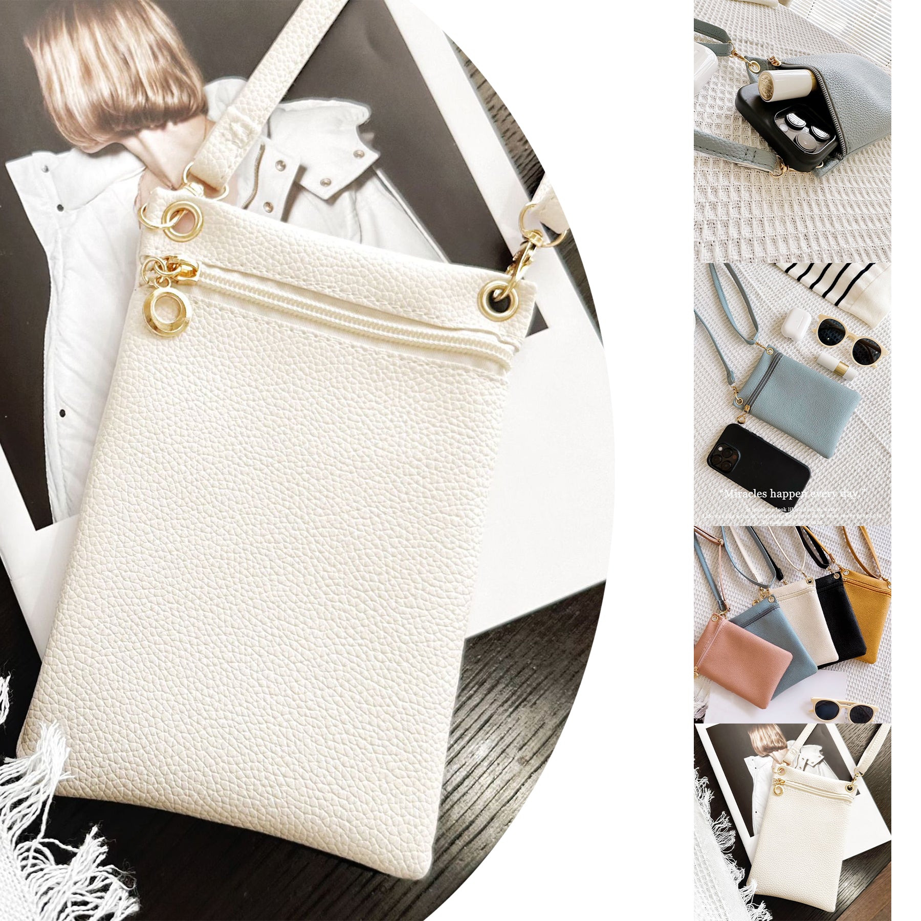 SUPSCH248 Lychee Grain Crossbody Cell Phone Bag