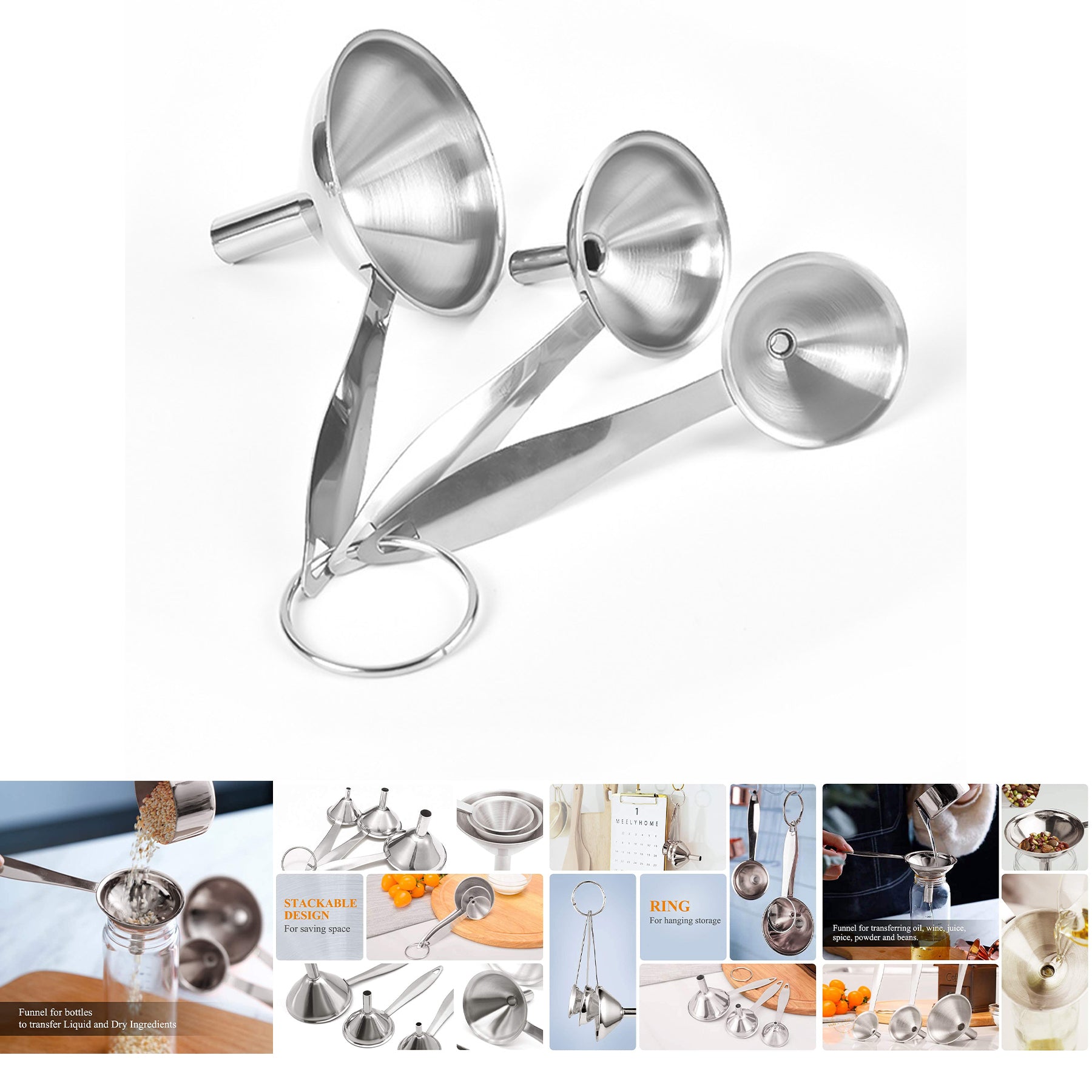 SUPSCH300 3 in 1 Metal Funnels for Filling Bottles