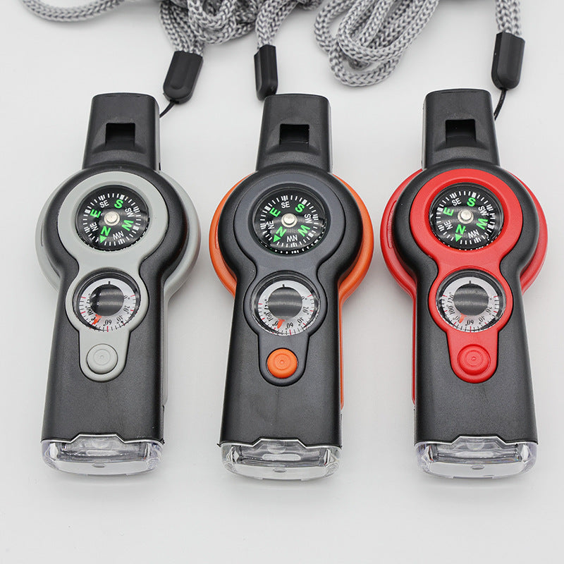 SUPSCH236 7 in 1 Loud Survival Whistle with Lanyard Multifunctional Tool