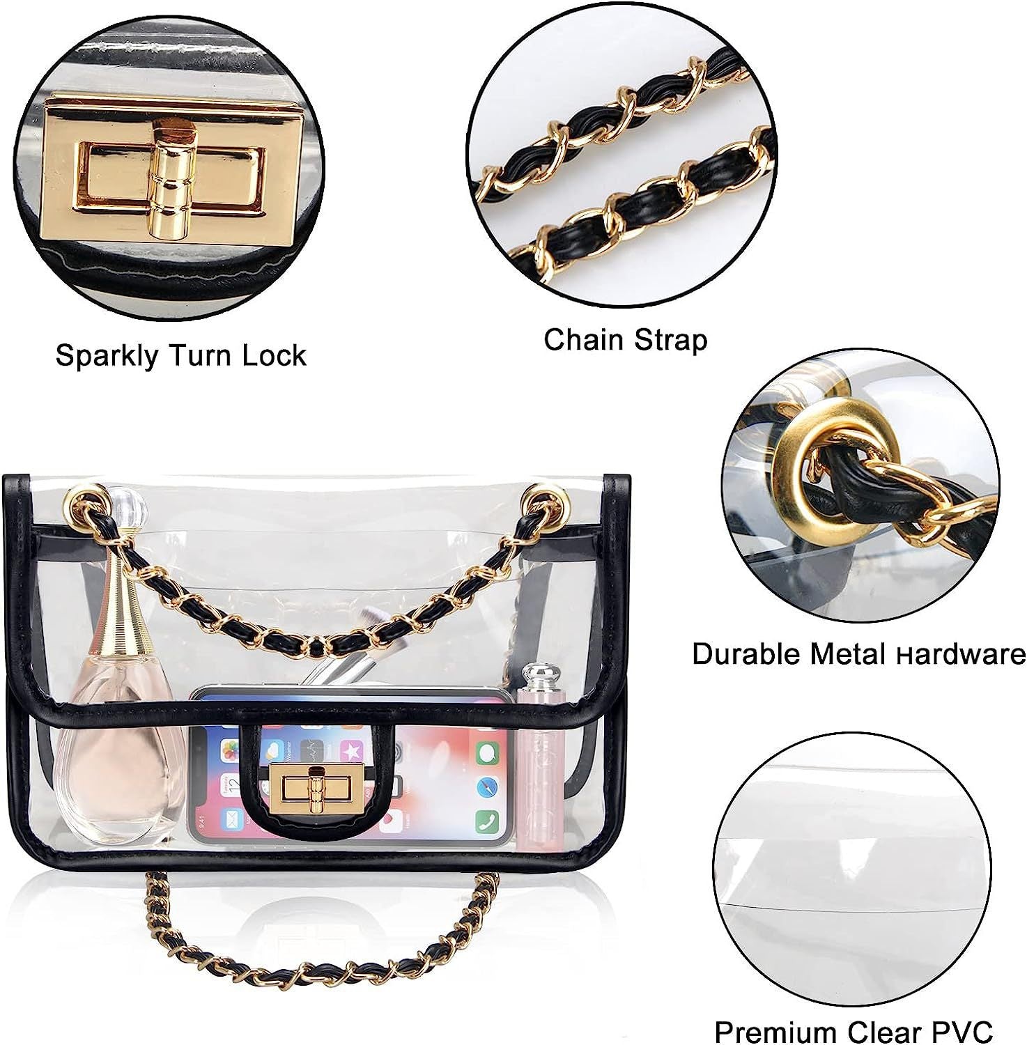 SUPSCH155 Womens PVC Clear Purse Handbag