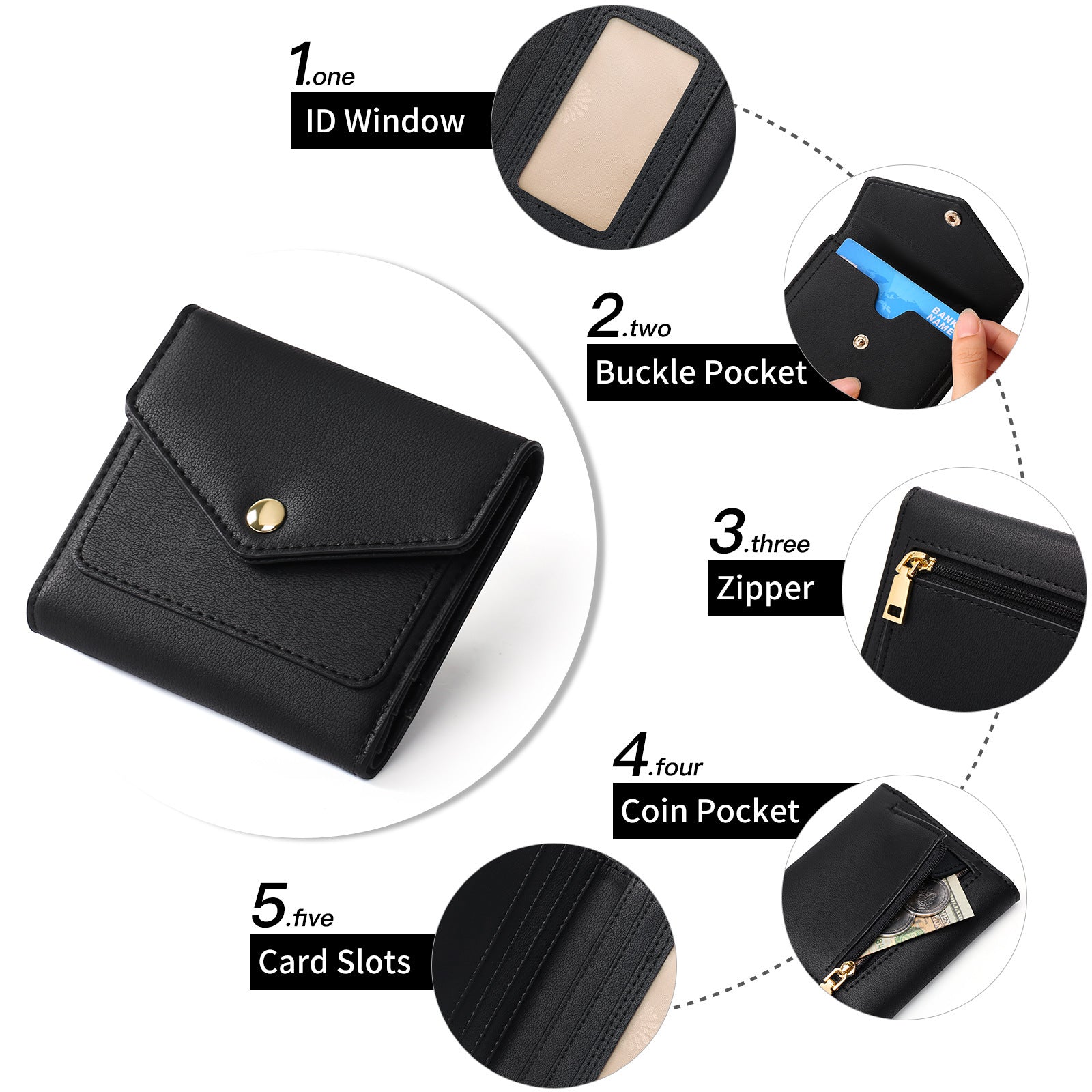 SUPSCH112 PU Leather RFID Blocking Slim Mini Wallet