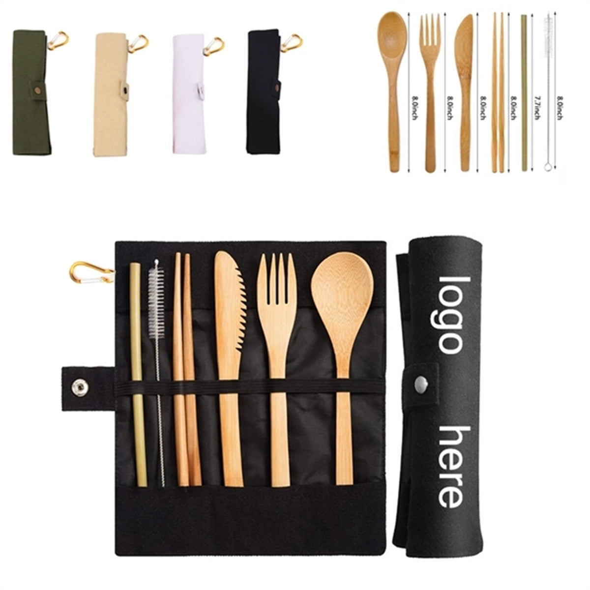 HUPSBY466 Set of Reusable Portable Travel Tableware Storage Holder Rol