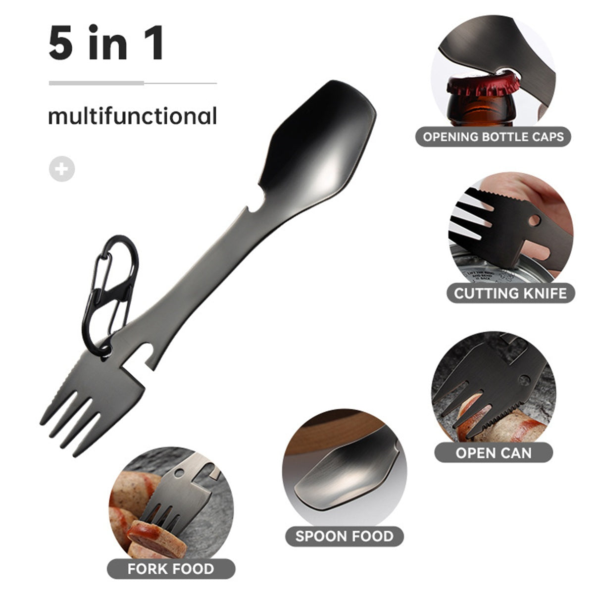 HUPSBY467 5 in 1 Multifunctional Stainless Steel Spork