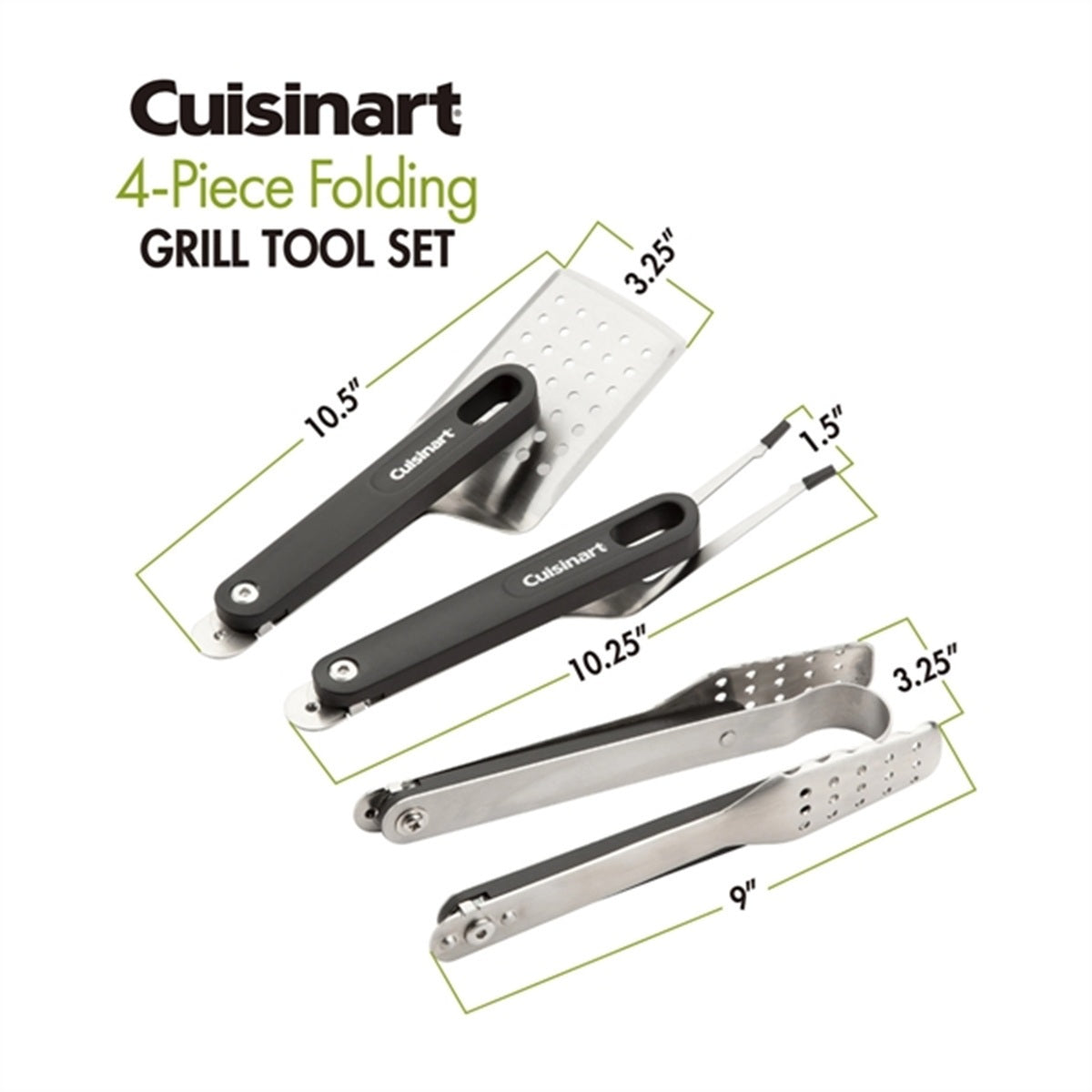 HUPSBY498 Cuisinart Outdoors庐 4-Piece Folding Grill Tool Set