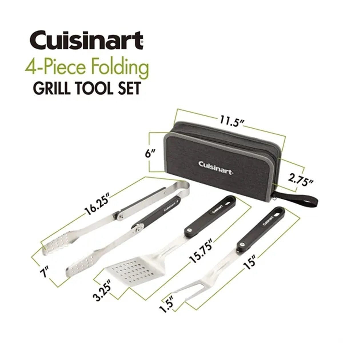 HUPSBY498 Cuisinart Outdoors庐 4-Piece Folding Grill Tool Set