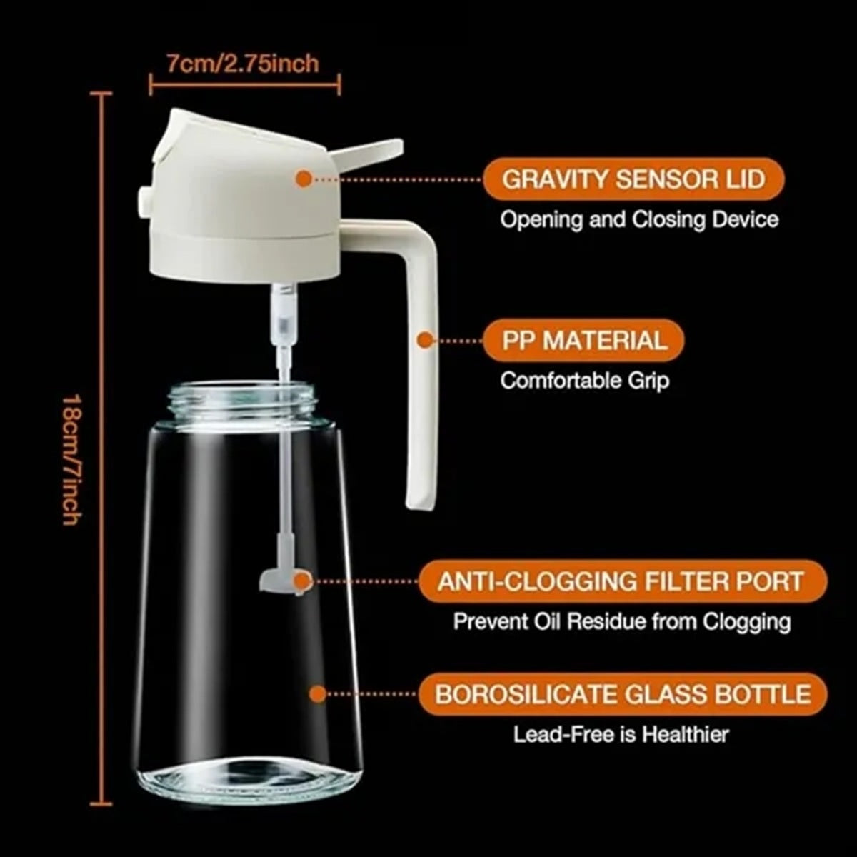 HUPSBY508 2-In-1 Olive Oil Dispenser Bottle And Sprayer