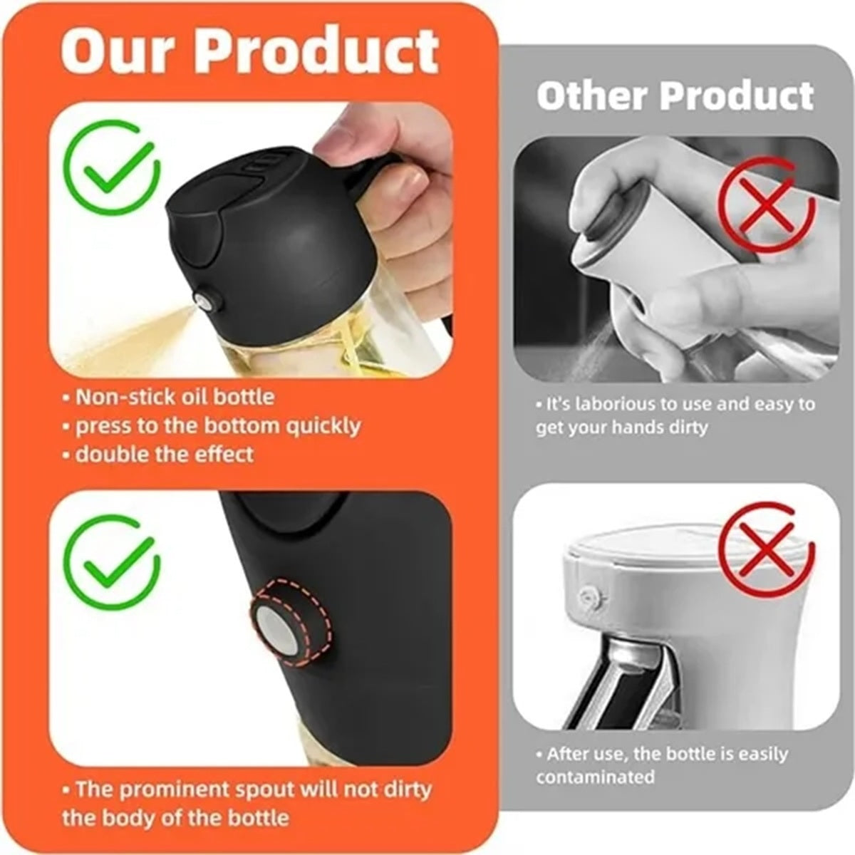 HUPSBY508 2-In-1 Olive Oil Dispenser Bottle And Sprayer
