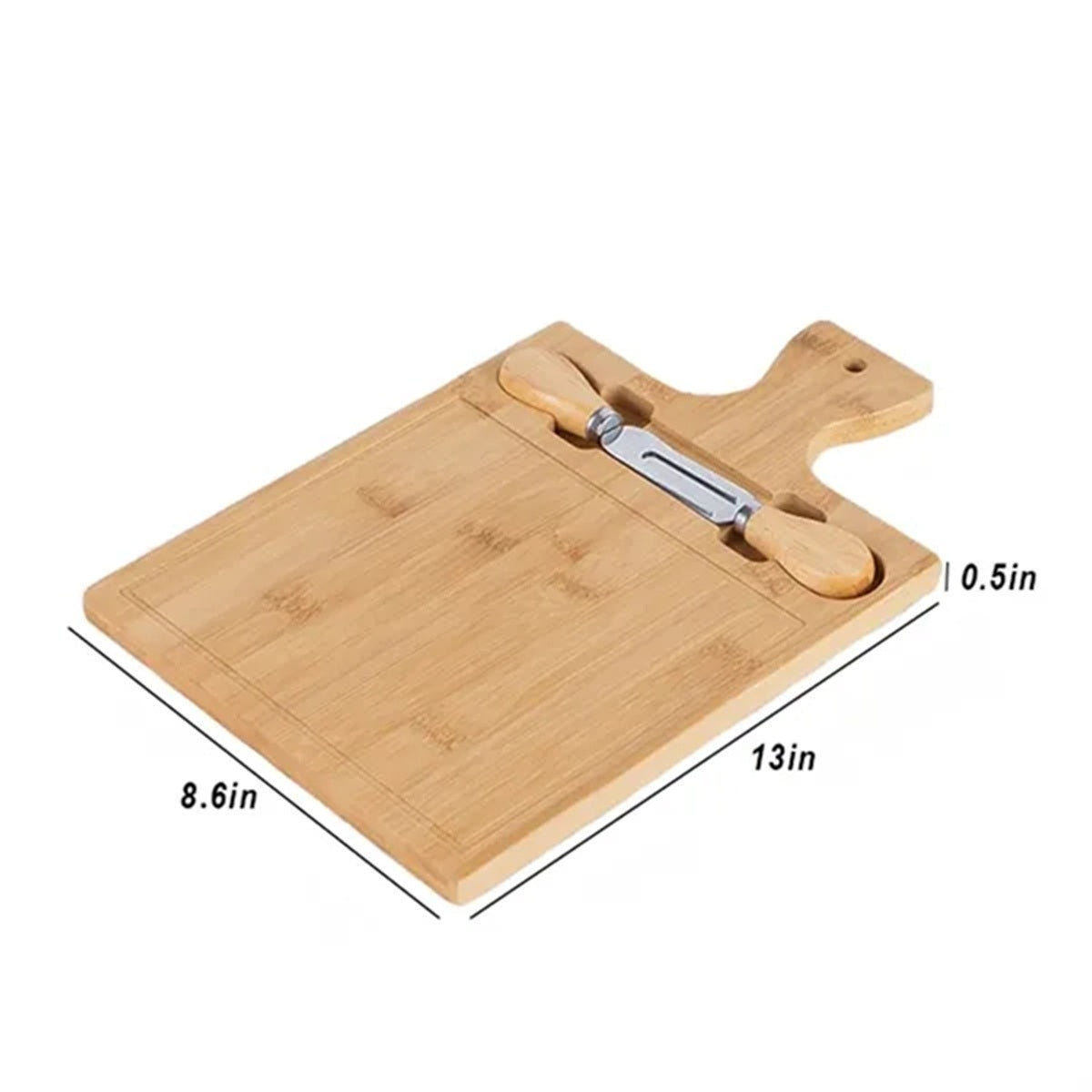 HUPSBY517 3 Piece Eco Friendly Bamboo Cheese Board Knife Set