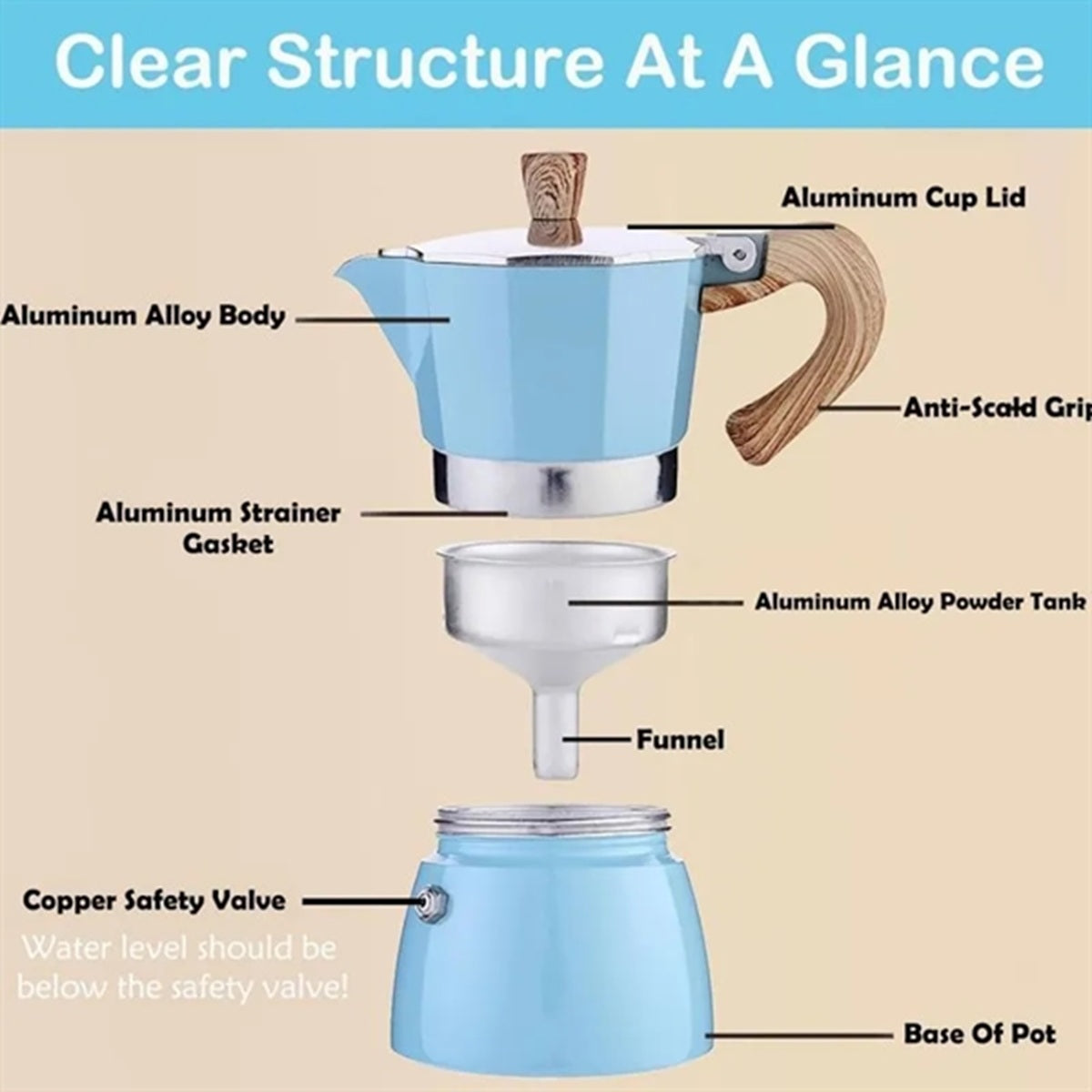 HUPSBY525 Moka Pot Espresso Coffee Maker 10oz