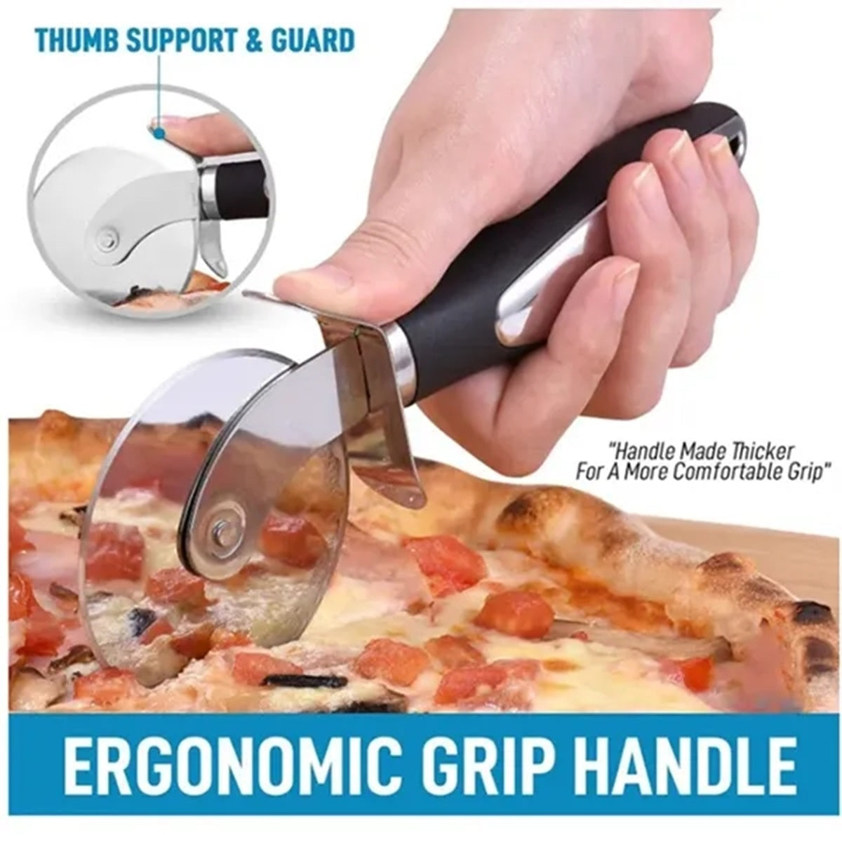 HUPSBY539 Stainless Steel Pizza Cutter Wheel with Finger Guard