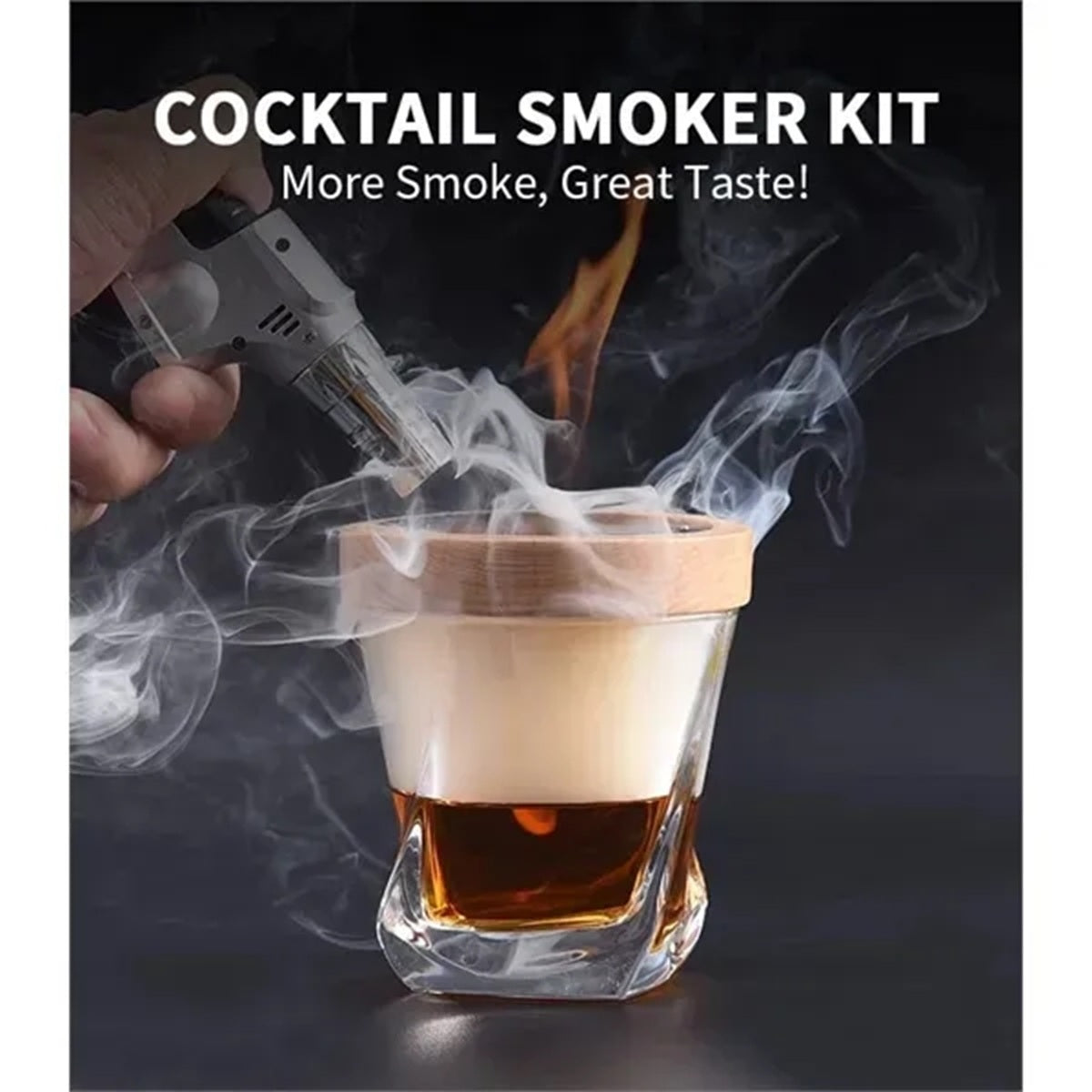 HUPSBY616 Cocktail Smoker Kit with Torch Whiskey with Ice Wine Stone