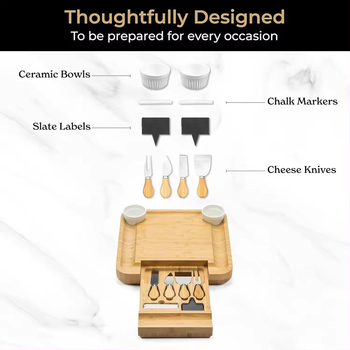 HUPSBY658 Bamboo Cheese Board Set