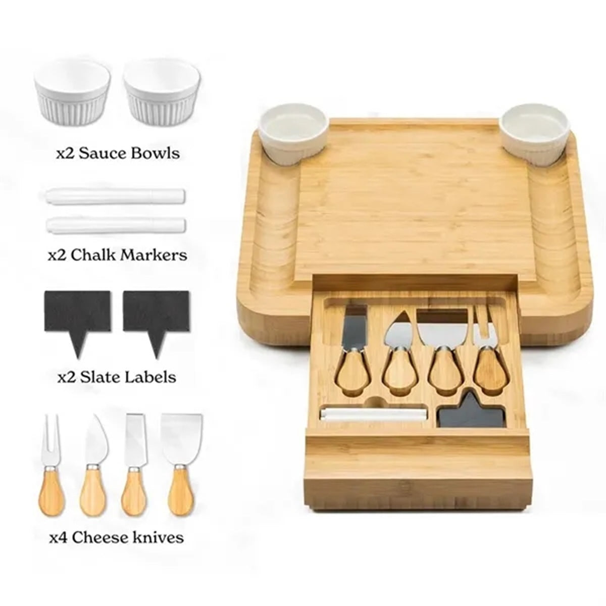 HUPSBY658 Bamboo Cheese Board Set