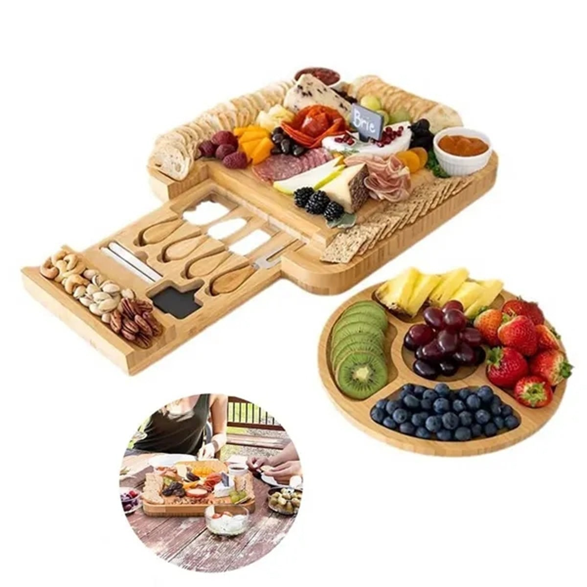 HUPSBY658 Bamboo Cheese Board Set