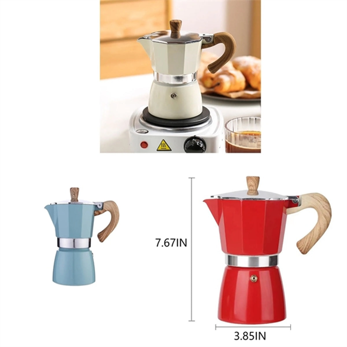 HUPSBY675 10 OZ 6 Cup Moka Pot Espresso Maker