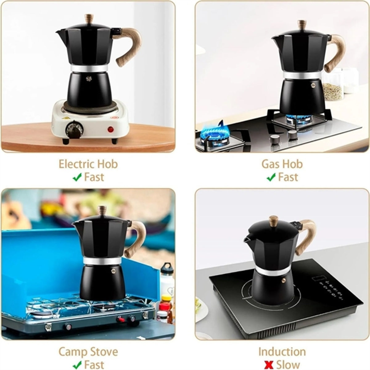 HUPSBY675 10 OZ 6 Cup Moka Pot Espresso Maker