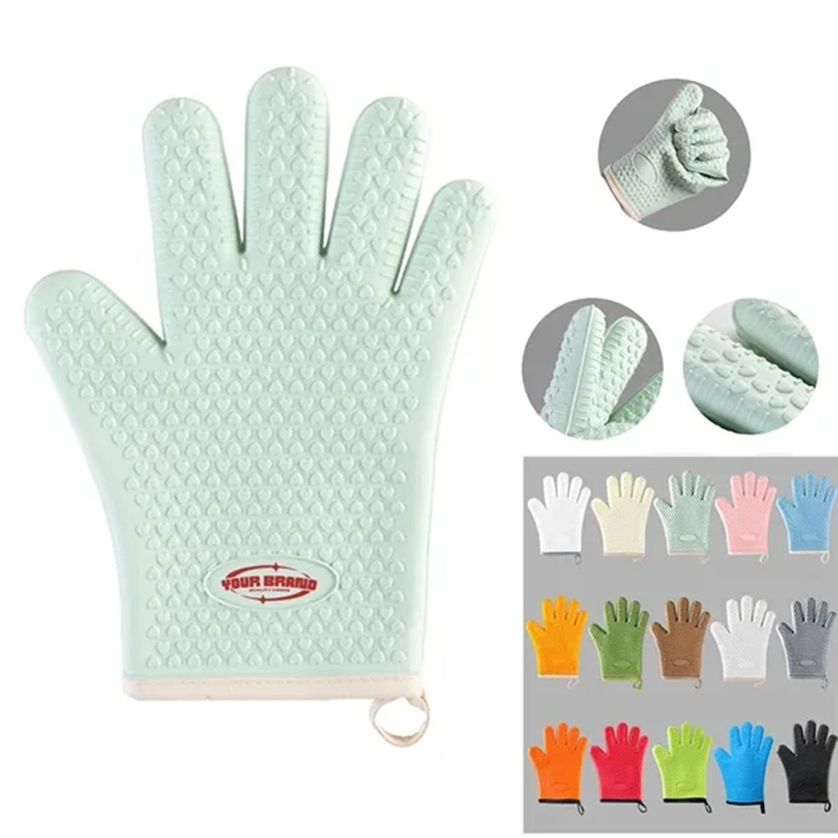 HUPSBY682 Silicone Heat Resistant Oven Mitts with Cotton Lining