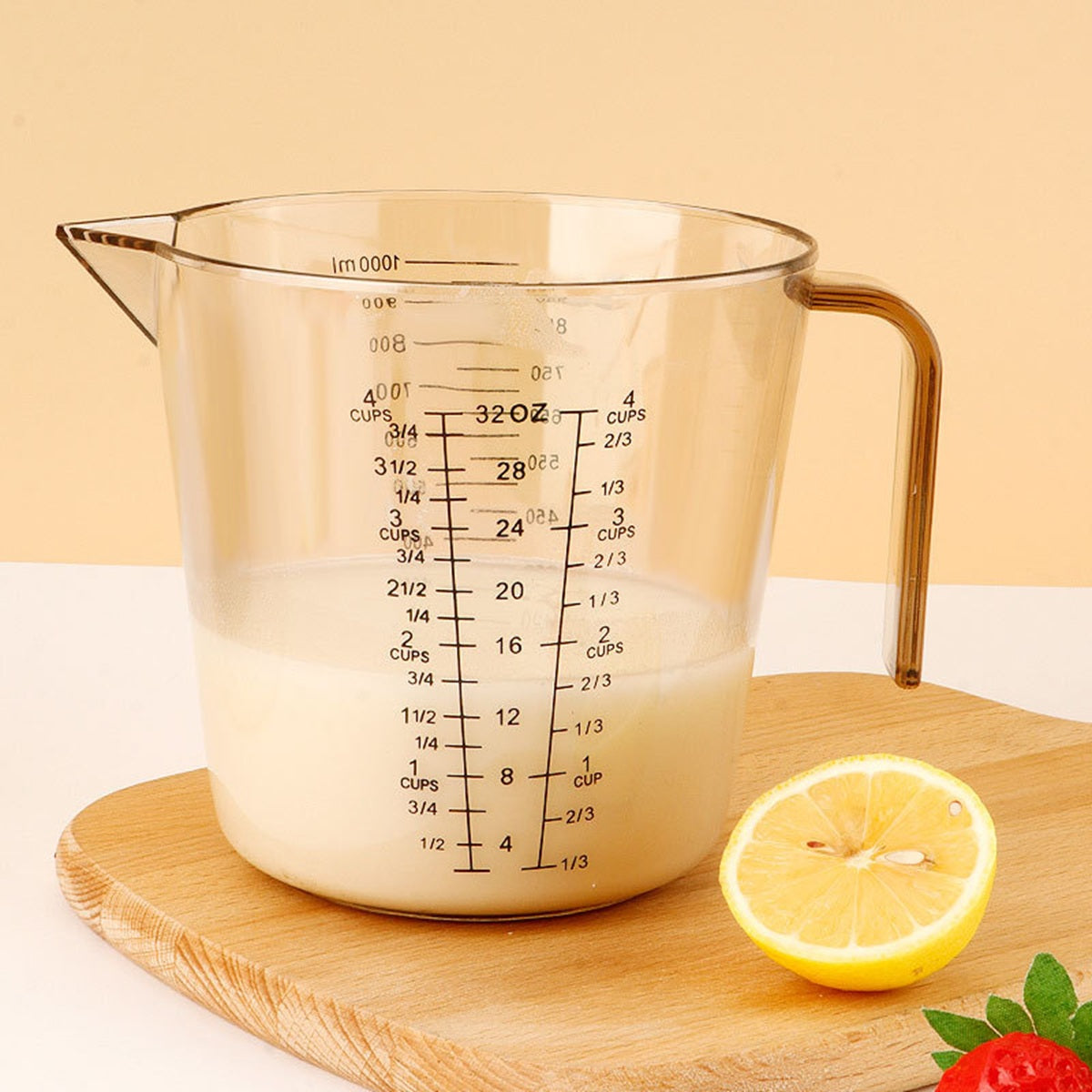 HUPSBY690 6 Oz. Clear Plastic Measuring Cup w/ Handle and Pour Spout