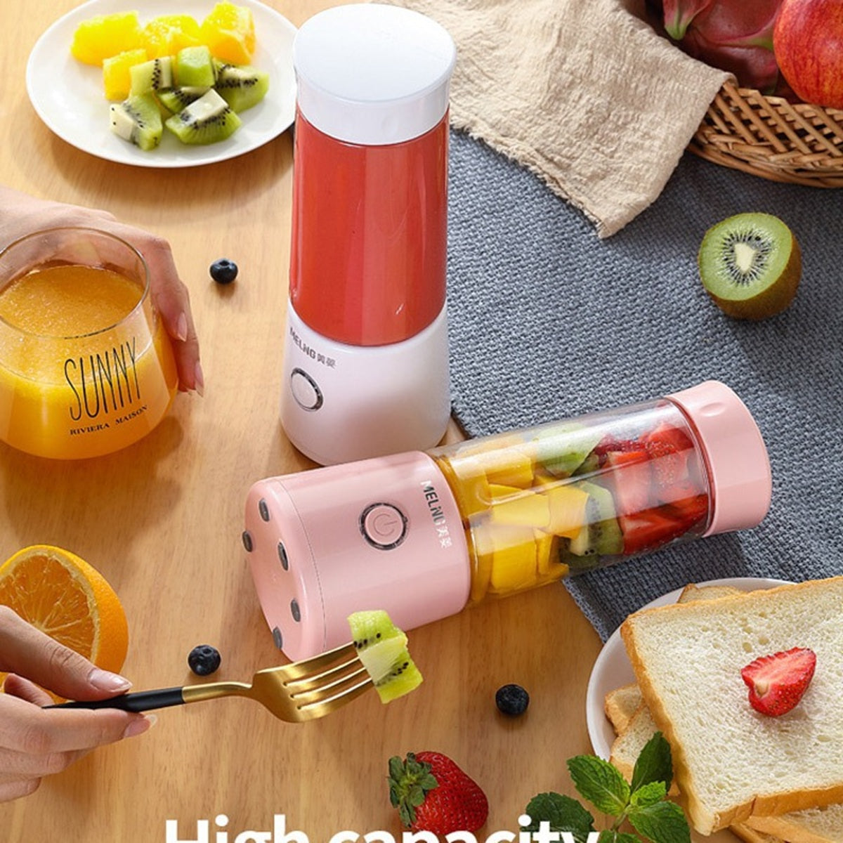 HUPSBY748 Travel Juicer Cup Smoothie Maker with Updated 6 Blades