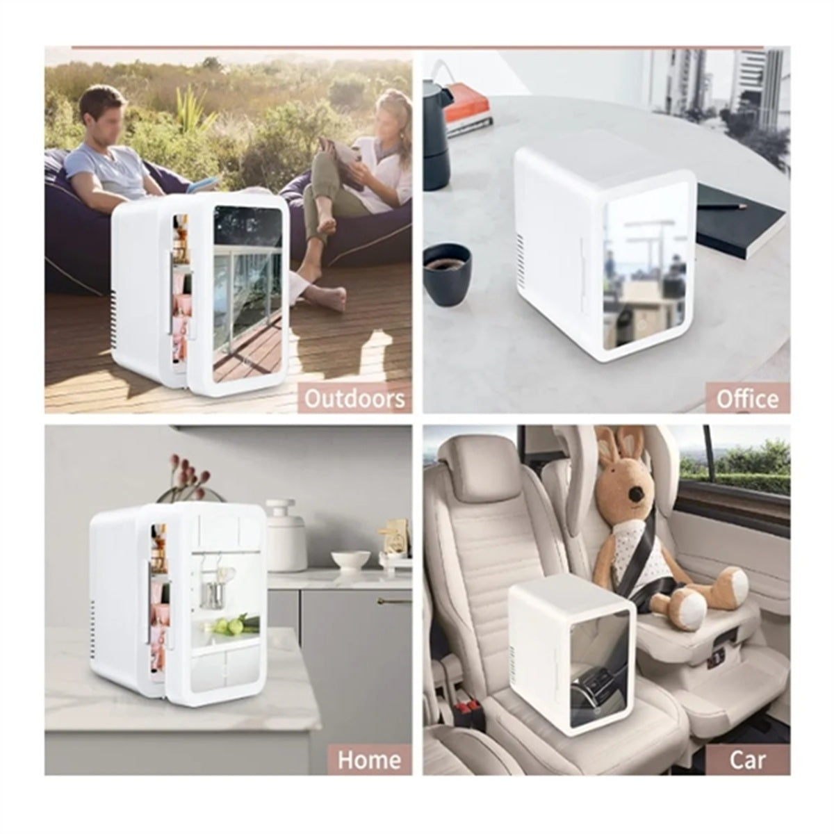 HUPSBY753 Portable Mirror And LED Design Beauty Skincare Mini Fridge