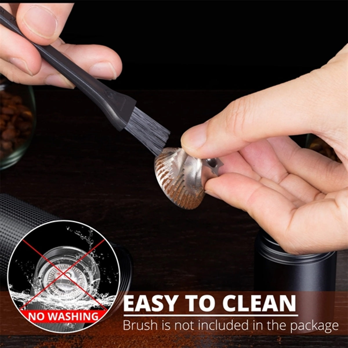 HUPSBY758 Stainless Steel Manual Burr Hand Coffee Grinder with Crank