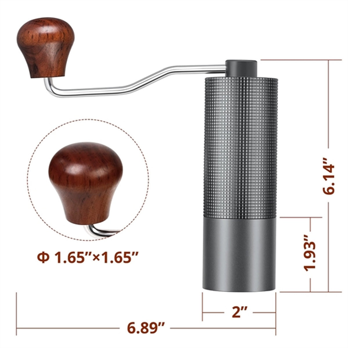 HUPSBY758 Stainless Steel Manual Burr Hand Coffee Grinder with Crank