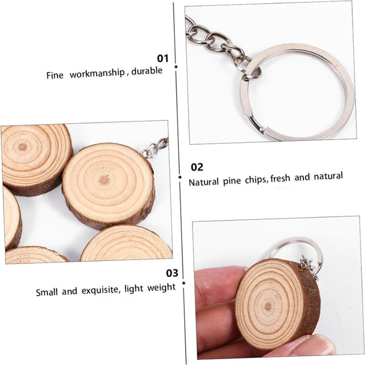 HUPSCG20 Natural Wood Log Cut Keychain