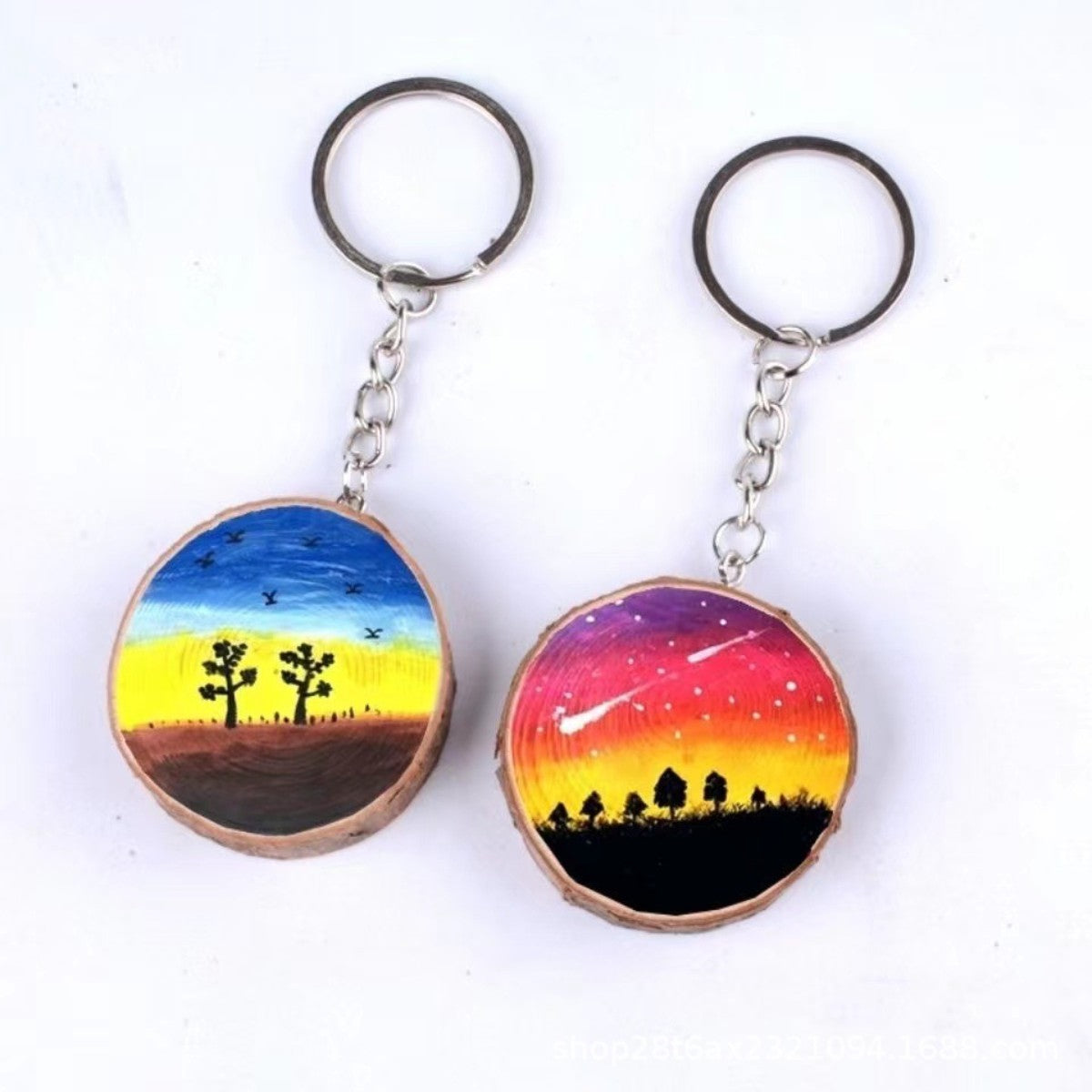 HUPSCG20 Natural Wood Log Cut Keychain