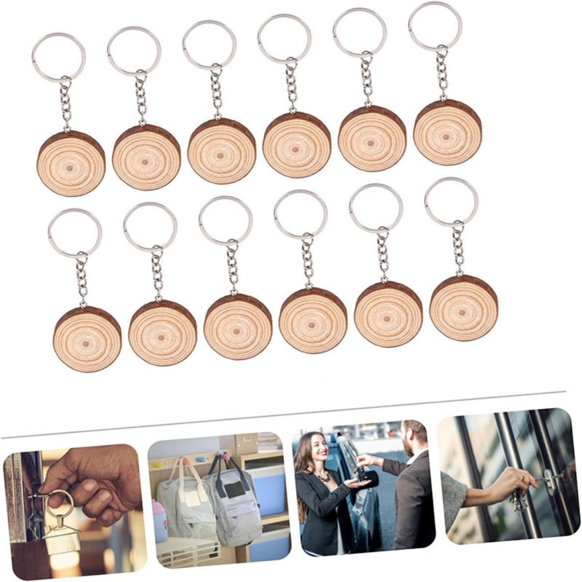 HUPSCG20 Natural Wood Log Cut Keychain