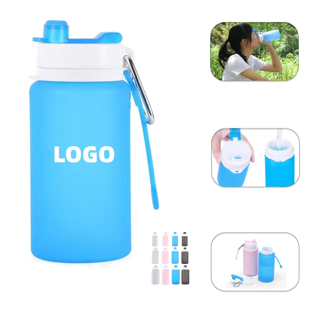 HUPSCG76 26 Oz Folding Water Bottle With Carabiner