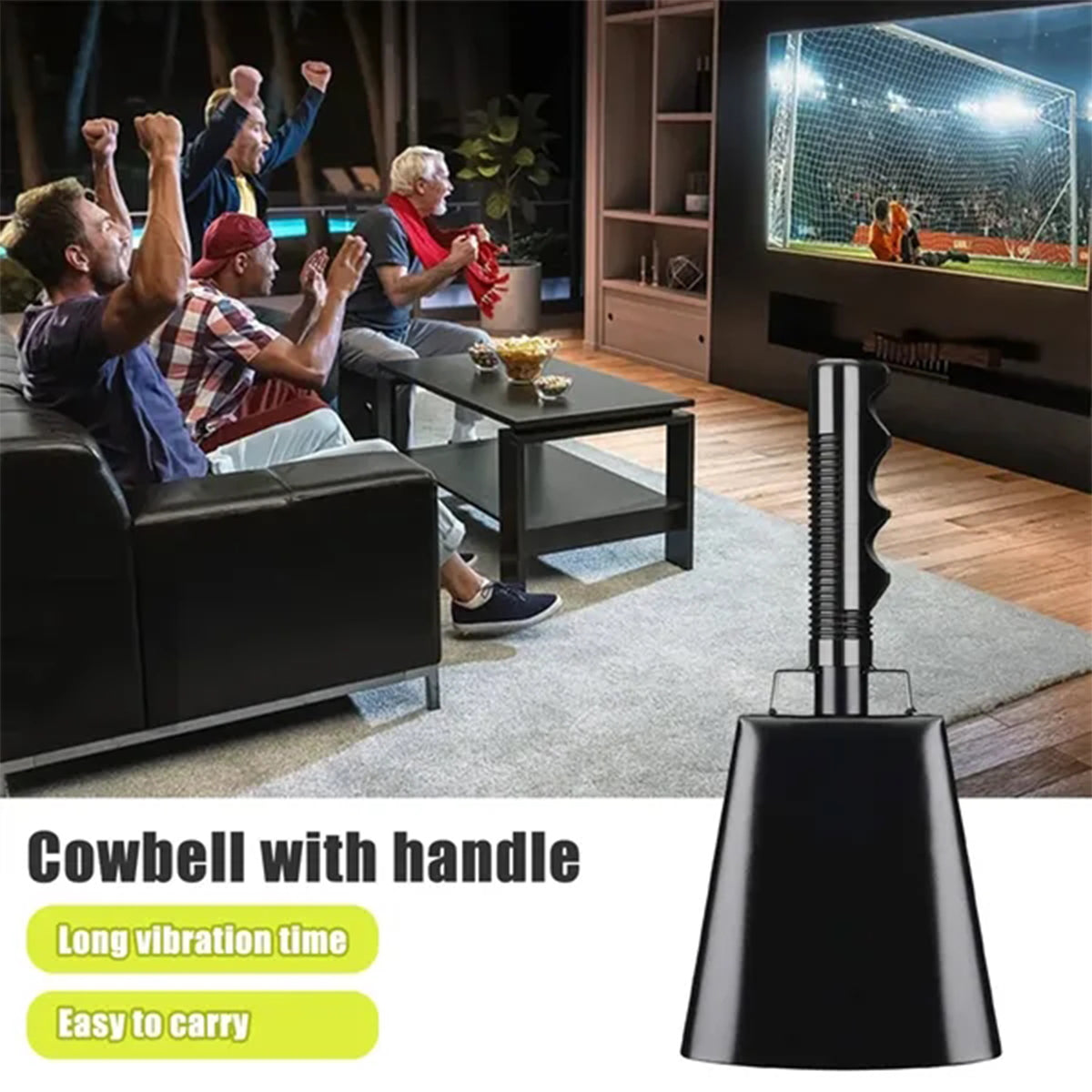 HUPSRC128 Cheering Long Handle Cow Bell