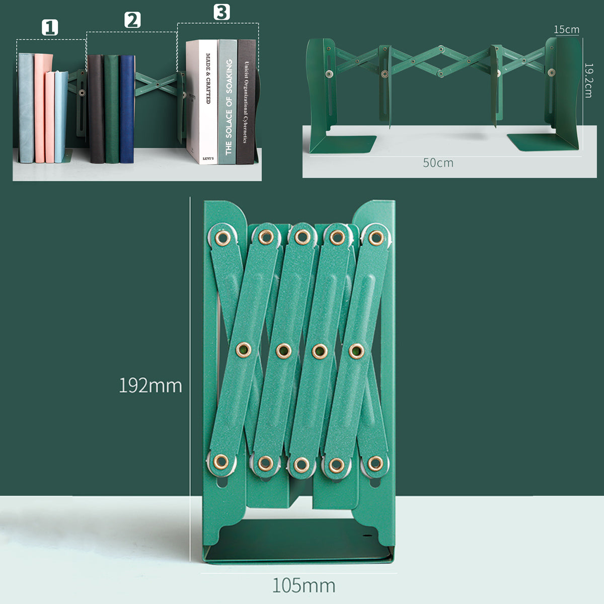 HUPSRC130 Book Organizer Holder Stand Nonskid Adjustable Bookends