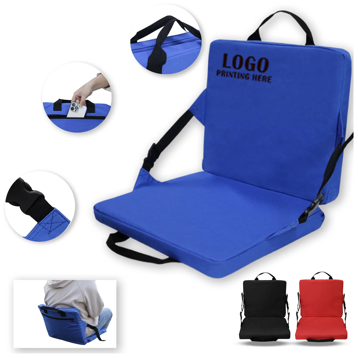 HUPSRC166 Outdoor Portable Stadium Seat Cushion With Backrest
