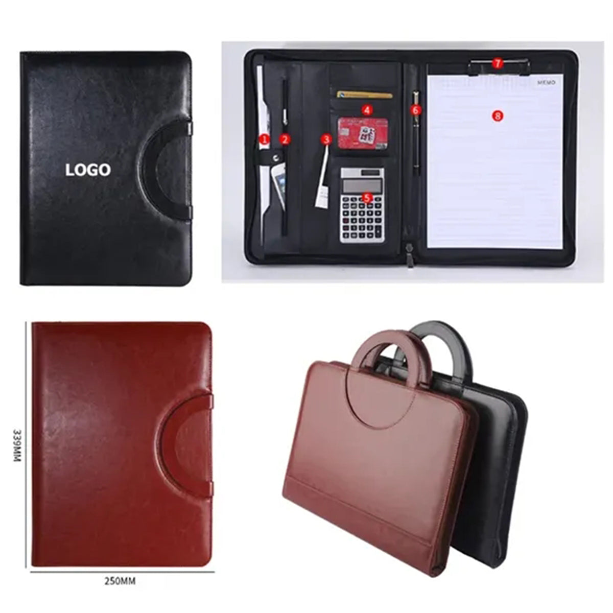 HUPSRC170 Leahter A4 Zippered Portfolio
