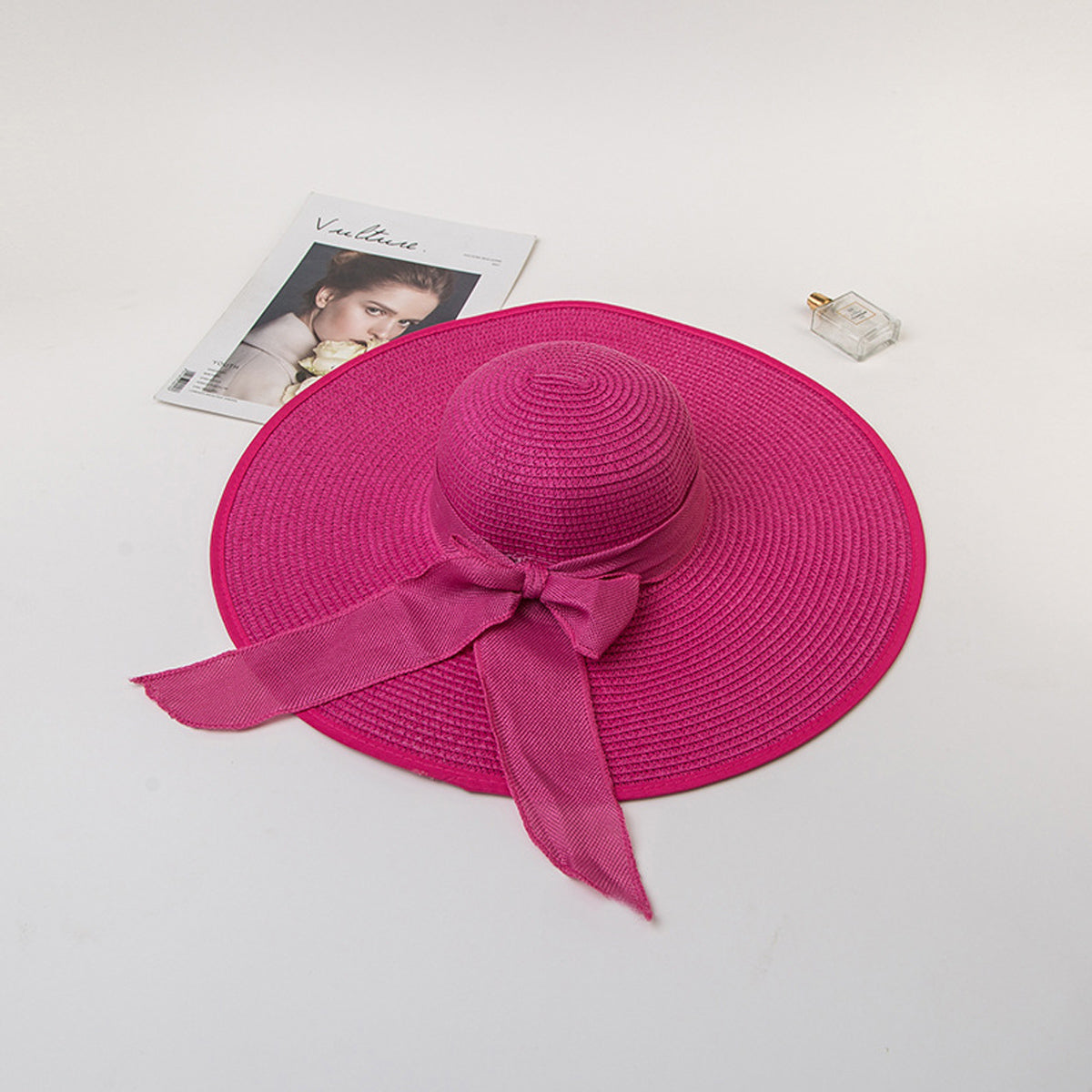 HUPSRC179 Summer Wide Brim Straw Uv Protection Hat Embroidery