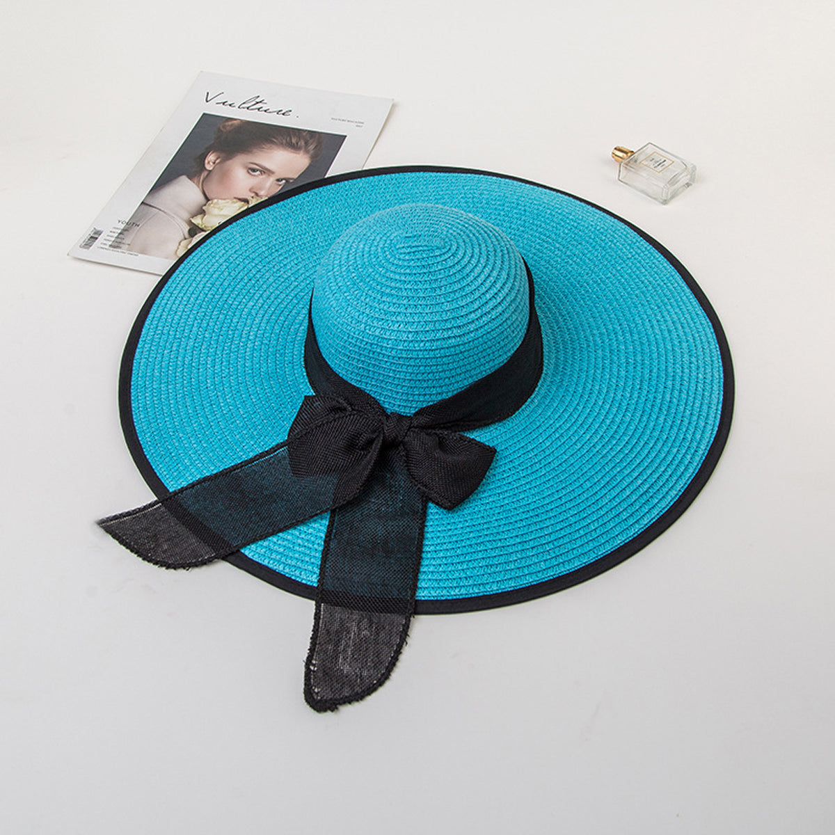 HUPSRC179 Summer Wide Brim Straw Uv Protection Hat Embroidery