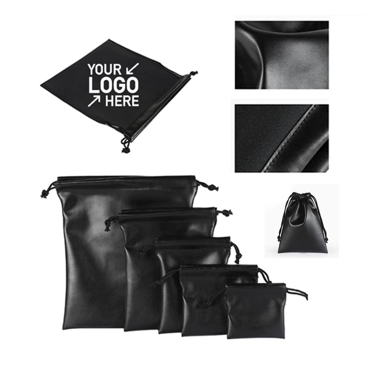 HUPSRC183 PU Leather Gift Drawstring Bag