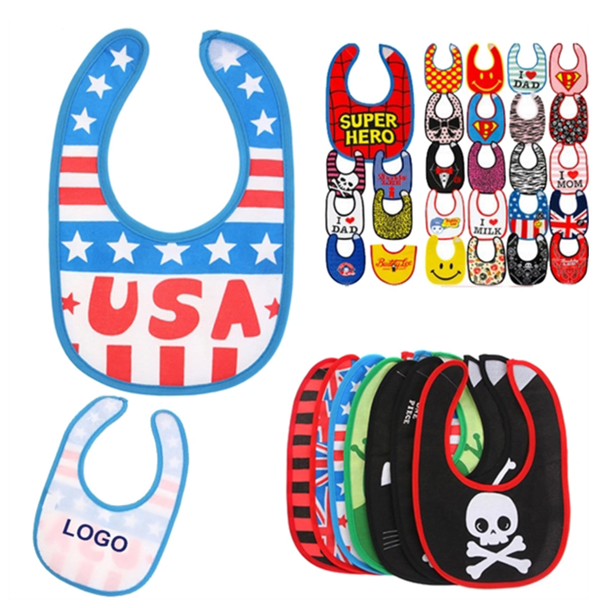 HUPSRC184 Printing Waterproof Cartoon Infant Baby Bibs