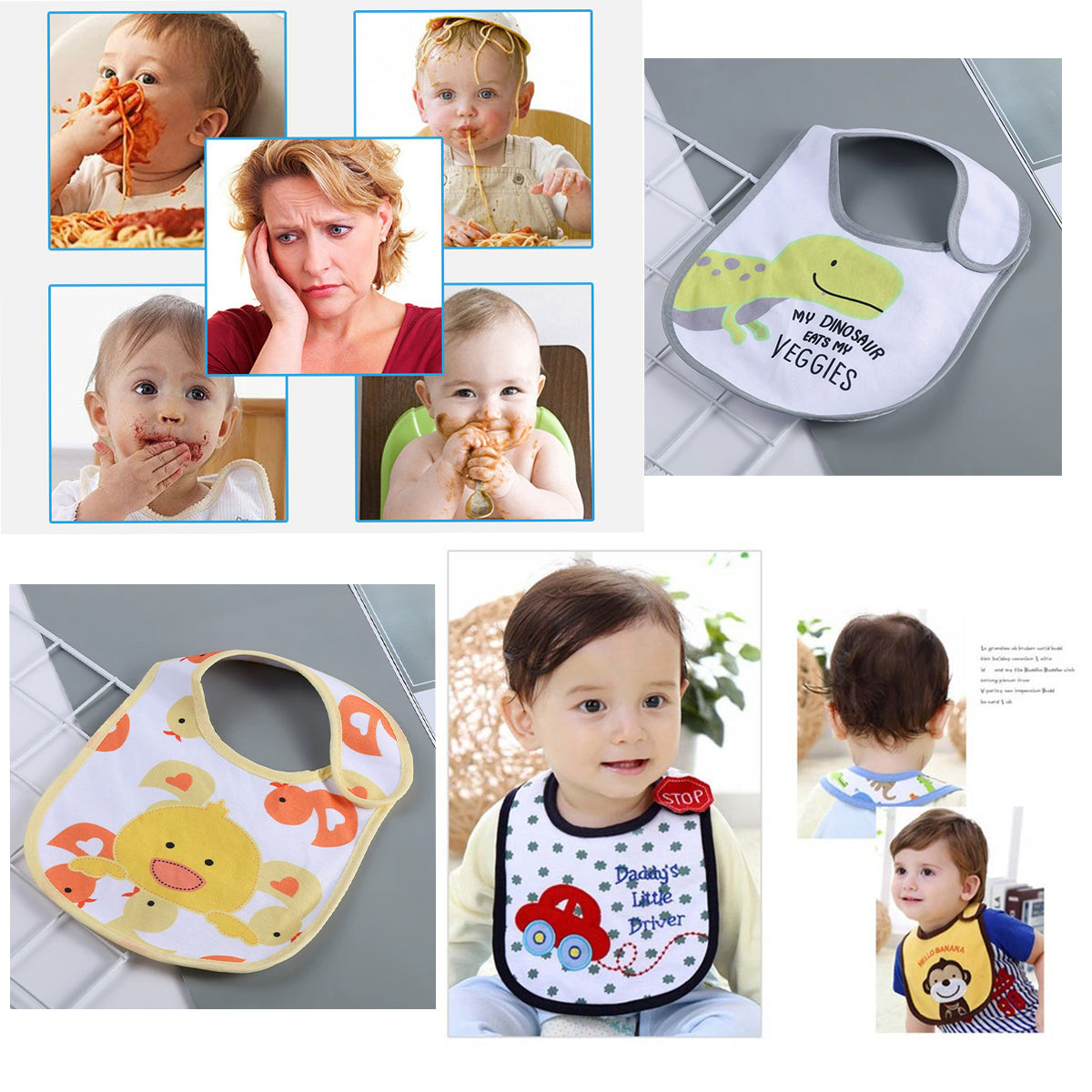 HUPSRC184 Printing Waterproof Cartoon Infant Baby Bibs