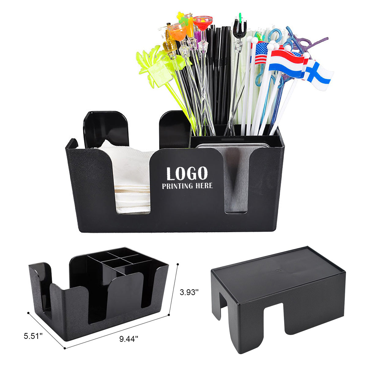 HUPSRC185 Bar Caddy Napkin Dispenser with 6 Compartments