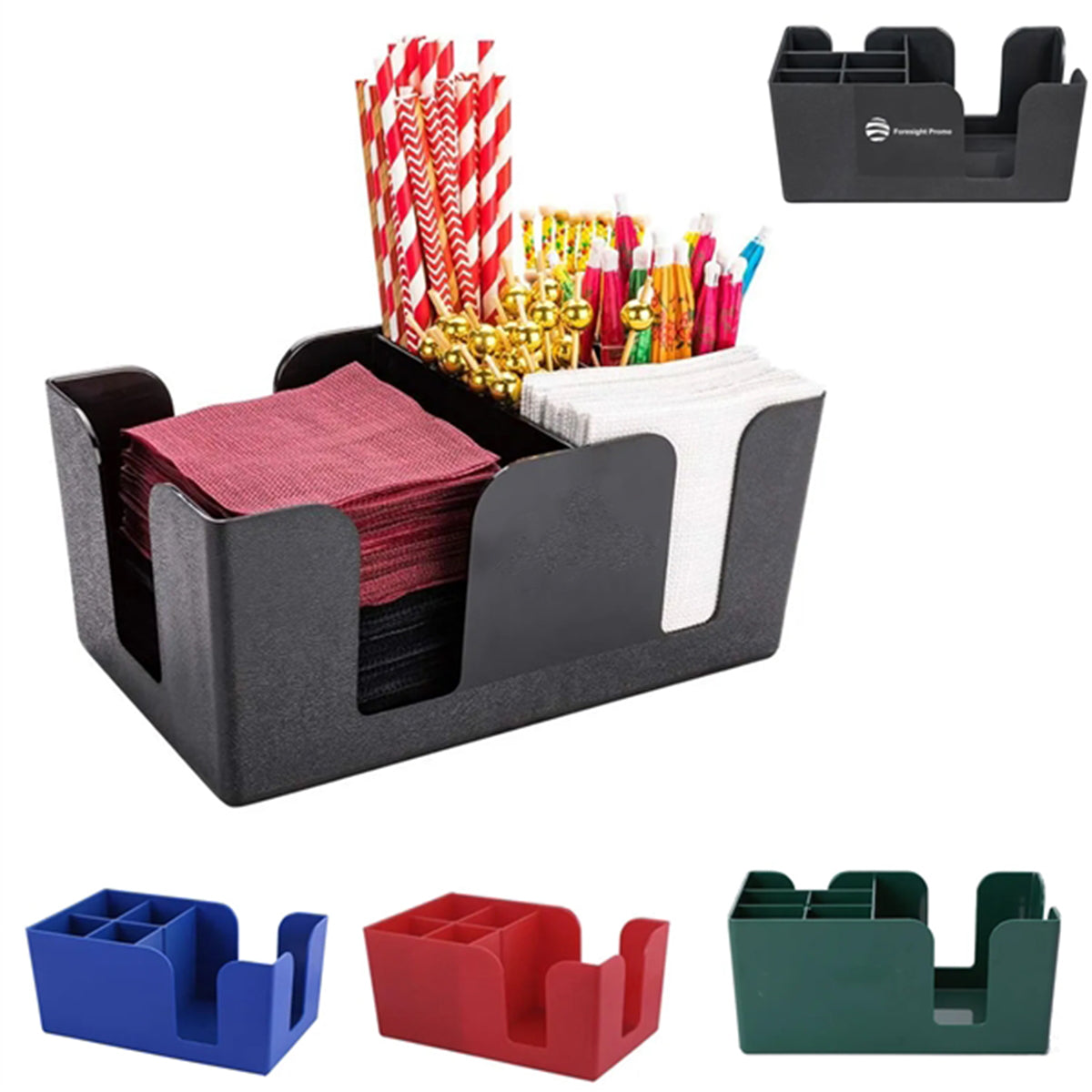 HUPSRC185 Bar Caddy Napkin Dispenser with 6 Compartments