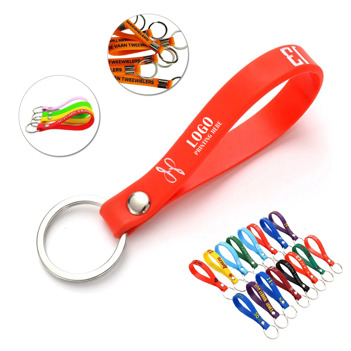 HUPSRC194 Custom Color Filled Silicone Wristband Keychain