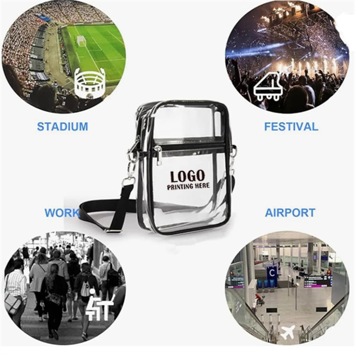 HUPSRC197 Stadium Approved Clear Crossbody Purse Bag