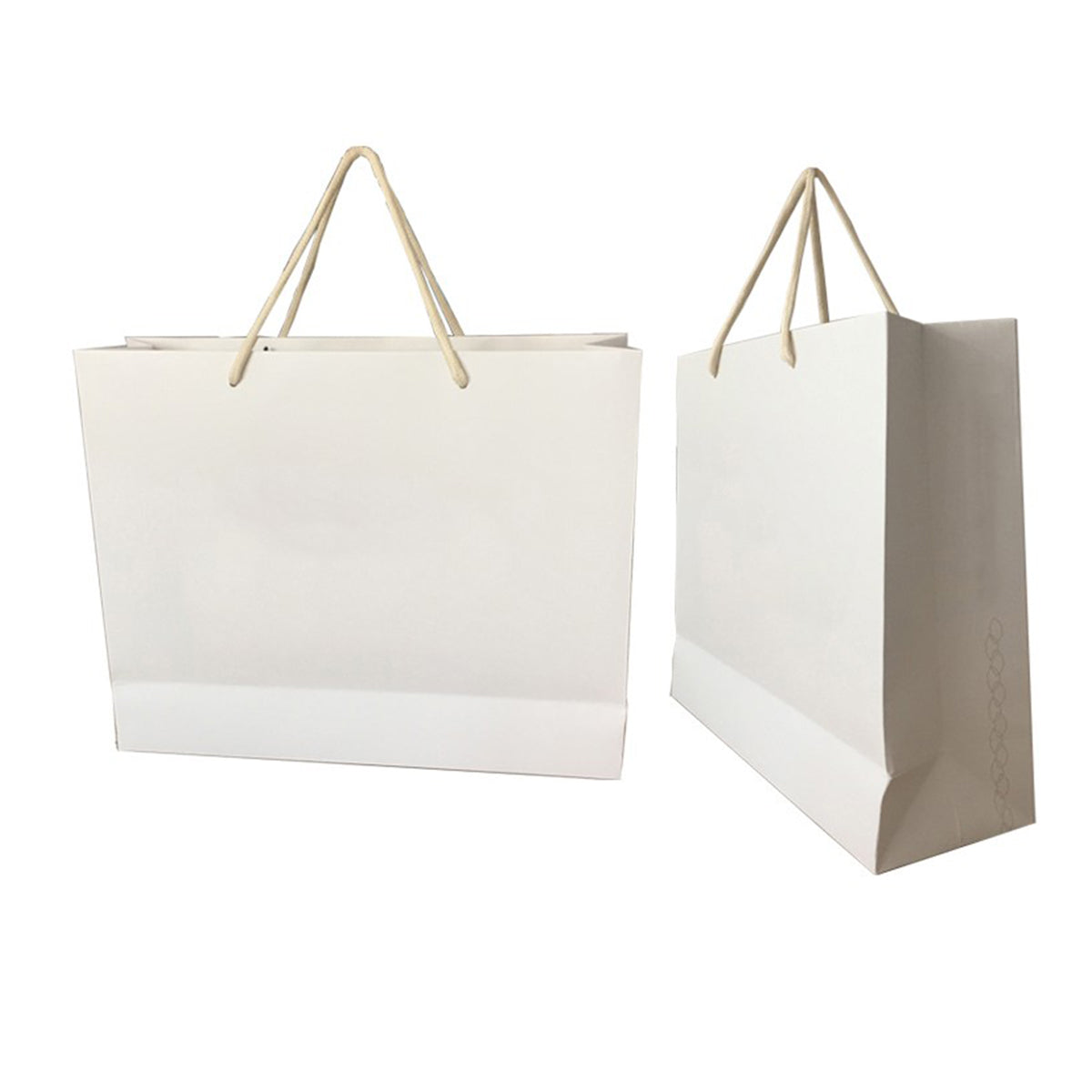 HUPSRC199 Horizontal White Paper Euro Tote Bag W/ Cotton Rope Handles