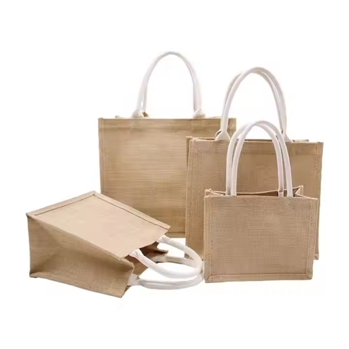 HUPSSX18 Reticule Handle Burlap Shopping Bag