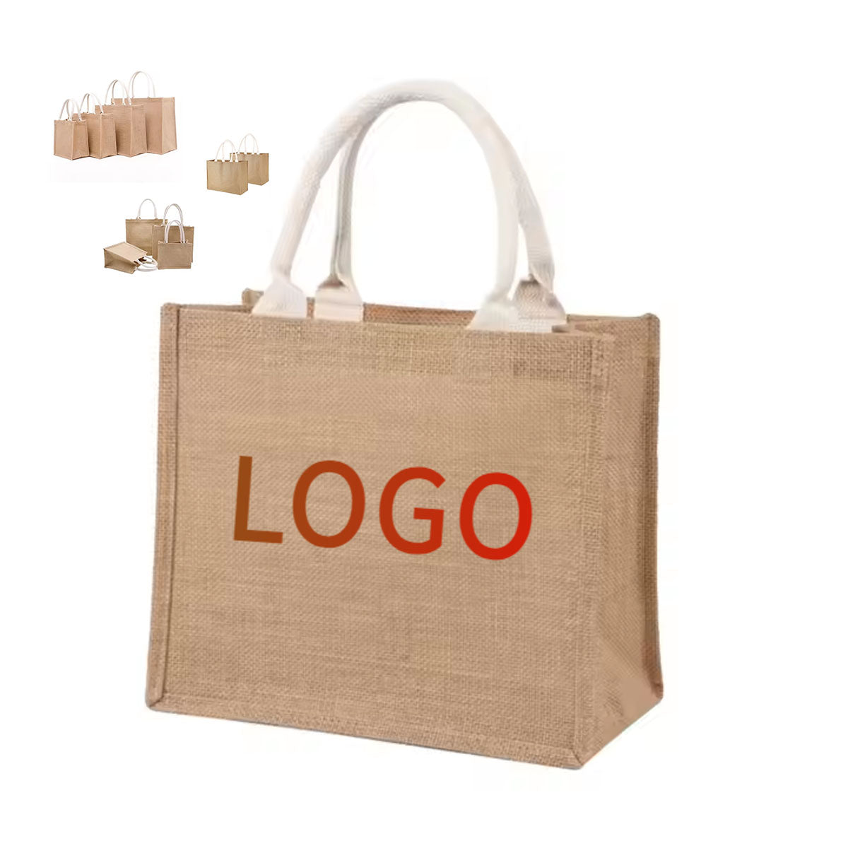 HUPSSX18 Reticule Handle Burlap Shopping Bag