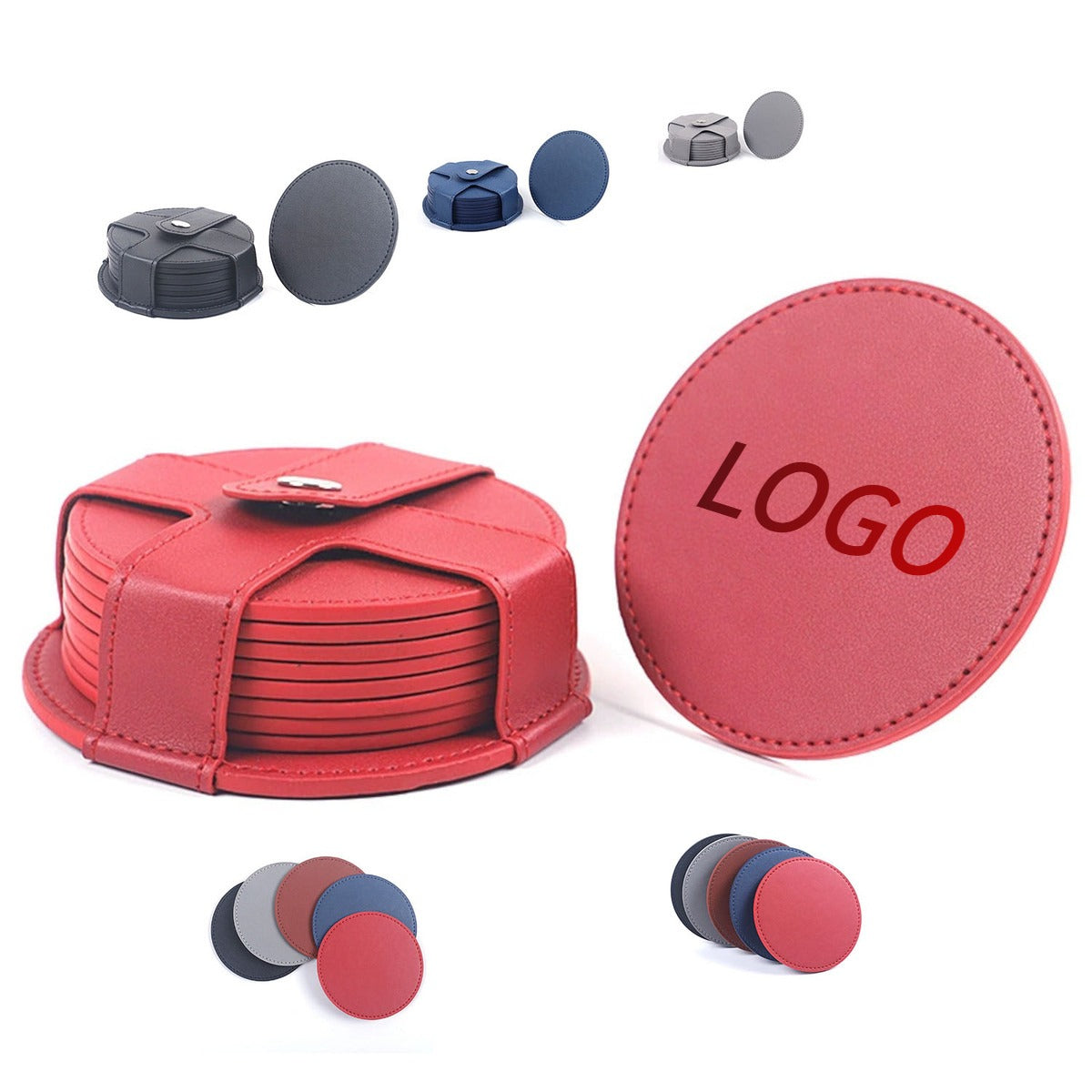 HUPSSX24 Stylish Leather Coaster Set