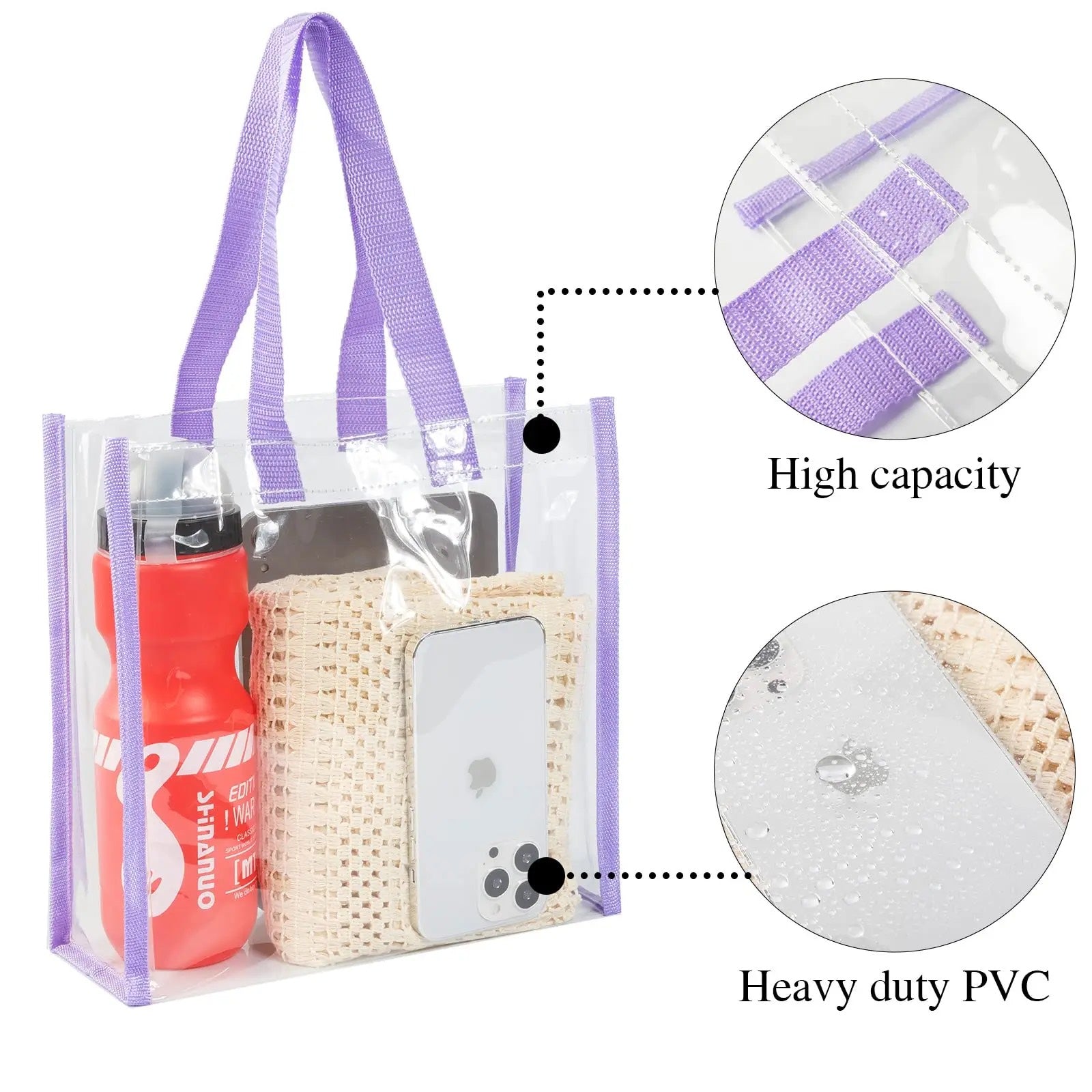 HUPSSY91 PVC Clear Tote Bags