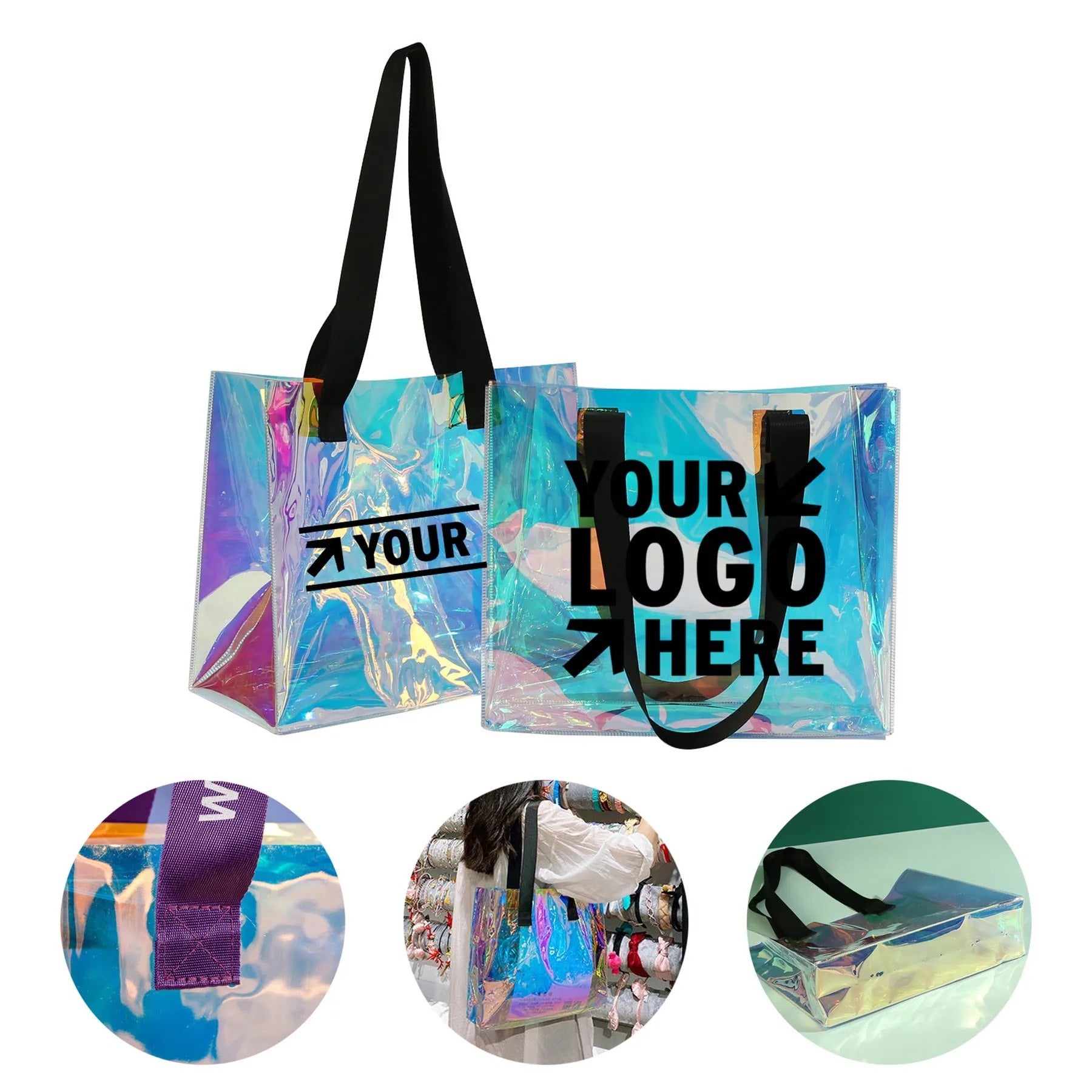 HUPSSY92 Iridescent PVC Hologram Tote Bag