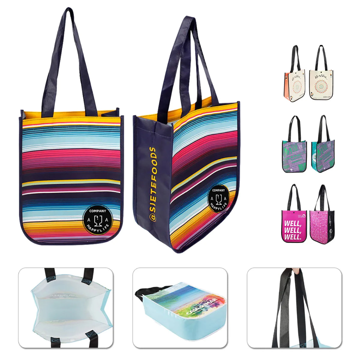 HUPSTL007 Small Laminated Waterproof Carryon Totes W/Round Corner